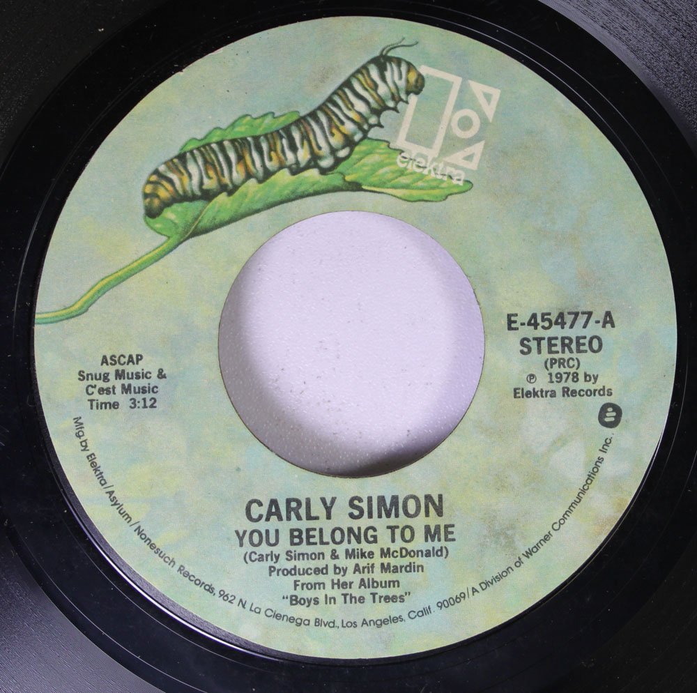 CARLY SIMON 45 RPM YOU BELONG TO ME / IN A SMALL MOMEN  CARLY SIMON 45 RPM YOU BELONG TO ME / IN A SMALL MOMEN