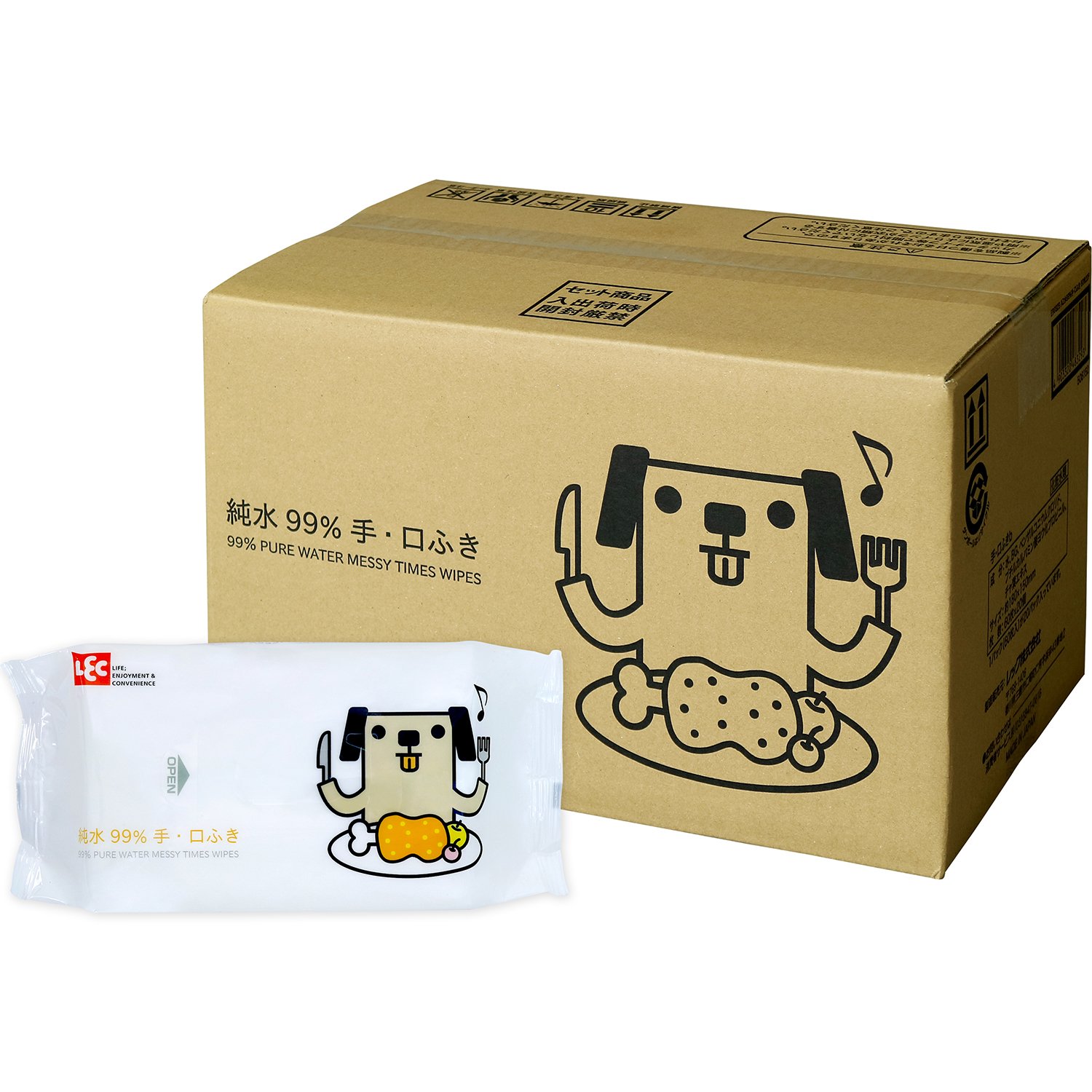 レック(ポチデザイン) 純水99% ウエットシート 手・口ふき 「ポチ」 60枚入×20個 (1200枚) 【Amazon.co.jp限定】商品画像