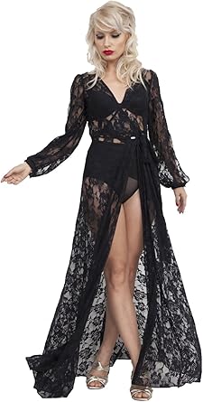 black lace wrap dress