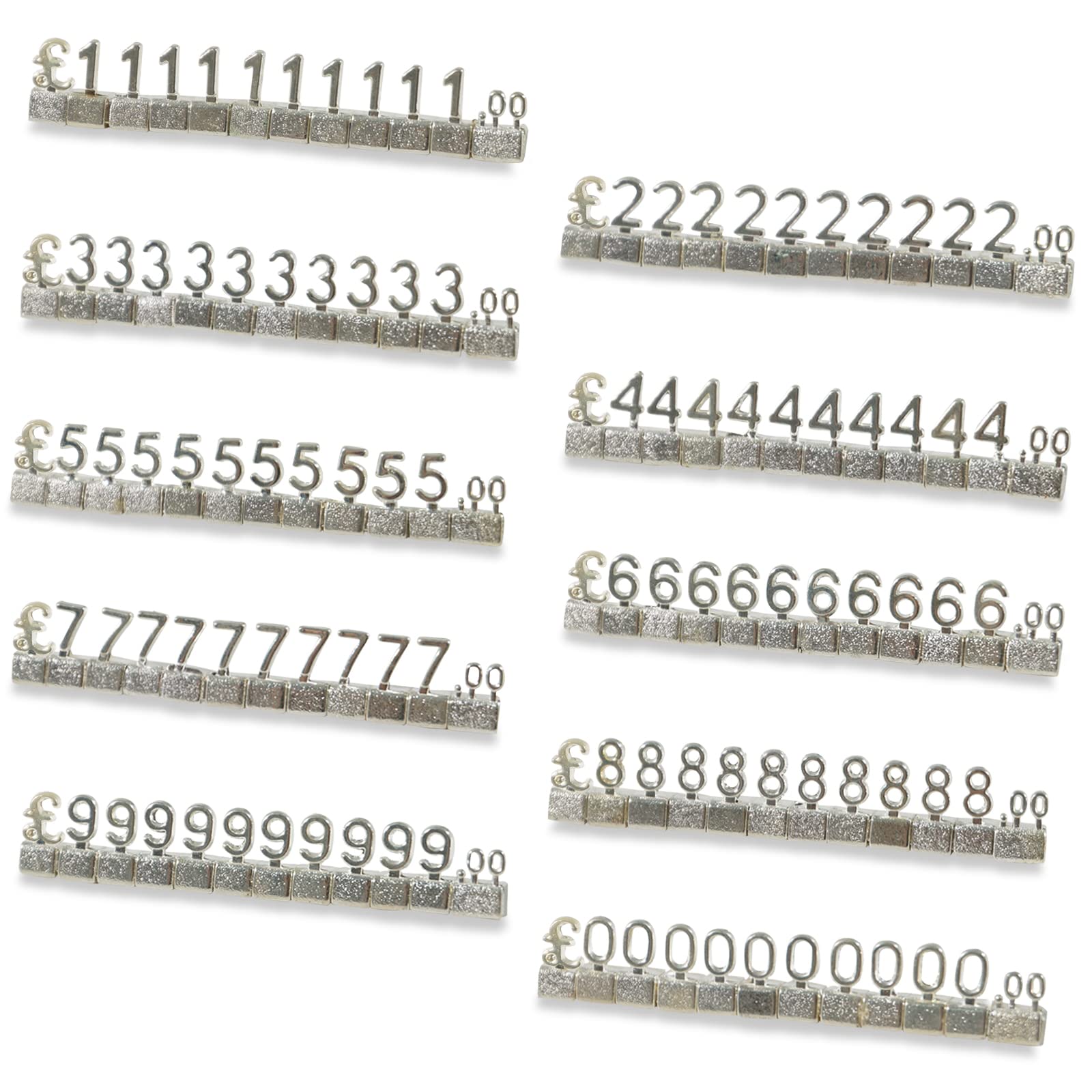 MACHSWON 10 PCS Digital Price Tag 3D Metal Shelving Adjustable GBP ￡ Price Cube Kit for Shop Display Jewelry Watch Shop Office Display Pricemarker Labels Silver