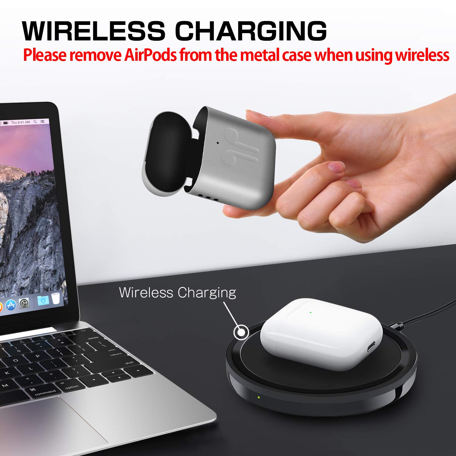 Wireles Charge Edition, Silver Kekilo Metal Airpods 2 Case 2019 Newest Full Protective Skin Cover Accessories Kits Compatible Airpods Wireless Charging Case Ultra Lightweight Dustproof Scratchproof Case for Apple Airpods 2 Charging Case