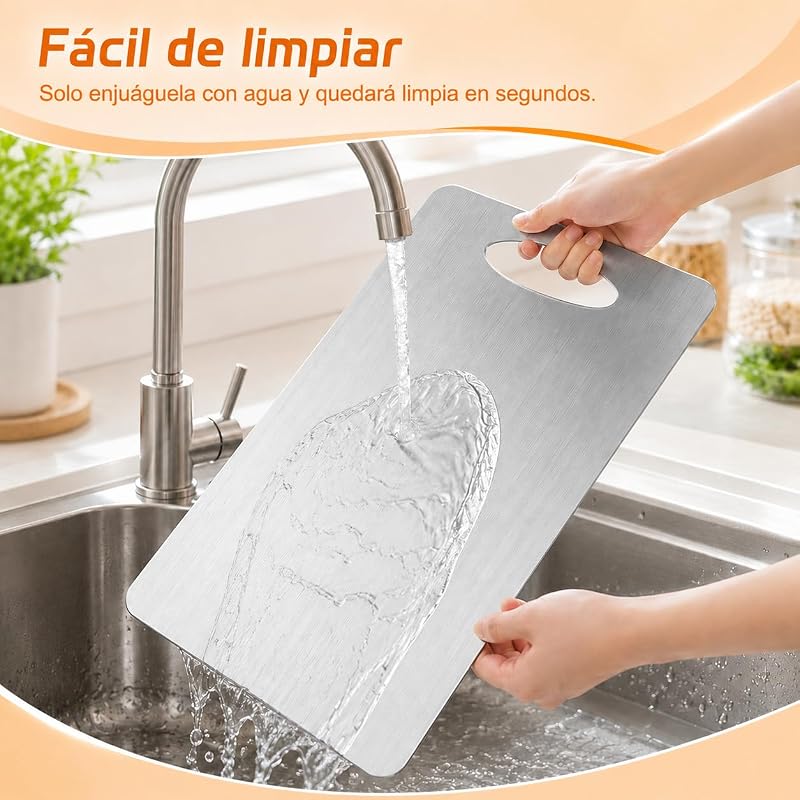 3 Piezas Tabla de Cortar de Titanio,S316 Tabla de Cocina Acero Inoxidable,Cutting Board de Grado Alimenticio de Doble Cara,Ideal para Cortar,Carne,Verduras,Frutas — foto 5 de 7