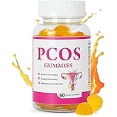 PCOS Gummies Helps Menstrual Cycle Health, 60 Count PCOS Vitamin Gummies for Healthy Ovulation and Fertility, Supports Women Hormonal Balance & Reproductive Health PCOS Gummies Vegan Orange Flavor