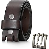 Wrangler Genuine Leather Belt for Men, 38mm Casual Belt with Removable Double-Prong Roller Buckle for Jeans, Gift for Men