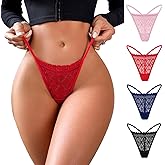MysSweet G-String Thongs for Women Sexy Lace Shine Strap Cheeky Panties Glitter Underwear Low Rise Lingerie Briefs T Back