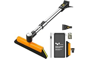 helloleiboo 39.4" Ice Scrapers for Car Windshield Extendable Snow Brush for Car 12 Adjustable Length Settings with 360° Pivoting Brush Head Snow Removal Tools Snow Brush and Ice Scraper for Truck SUV