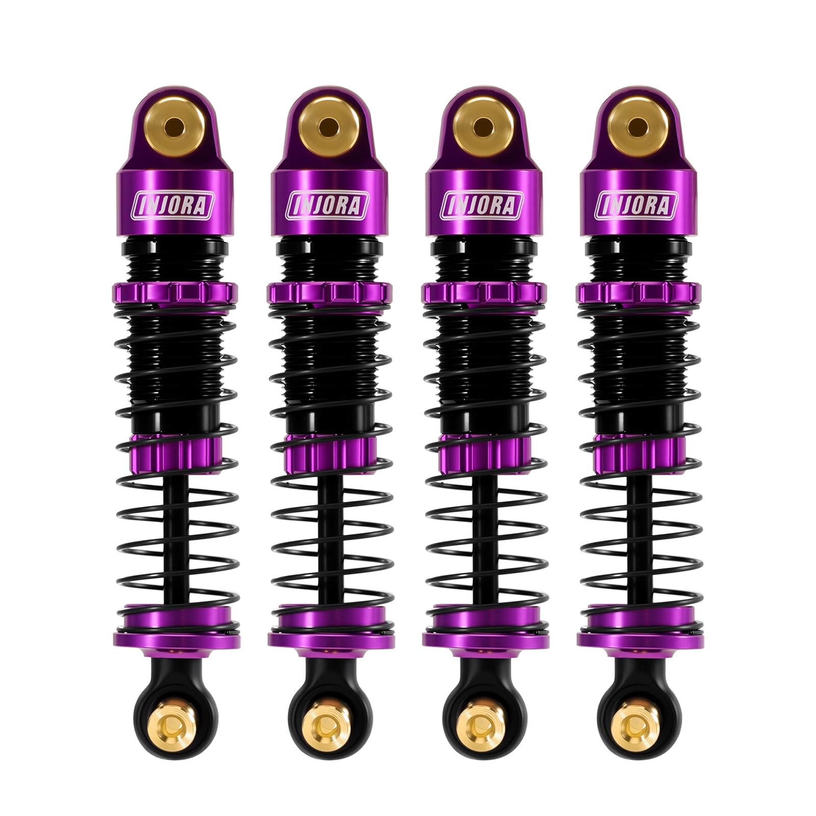 INJORA 40mm Big Bore Oil Shock Absorber for 1/24 SCX24 FCX24M Upgrade, 3.2g/Each(Purple Aluminum & Nylon)