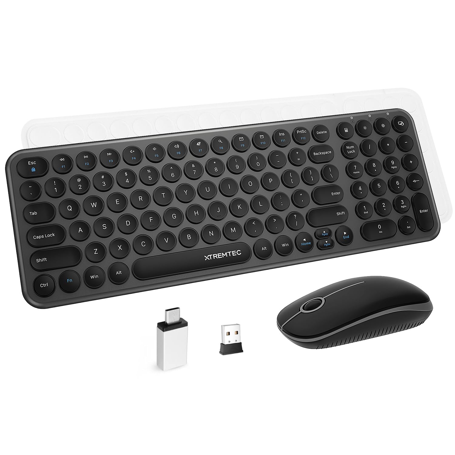 Photo 1 of Keyboard and Mouse Wireless, XTREMTEC Compact Size Kawaii Keyboard Retro Round Keycap - 2.4GHz Ultra-Slim Quiet Aesthetic Keyboard for Mac Windows Computer (Space Grey)