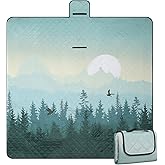 Leisuremix Picnic Blanket Waterproof Extra Large 79”x79” 210D Oxford Outdoor Blanket for Grass Portable Sand Proof Beach Blanket for 6-8 Adults, Morning Forest