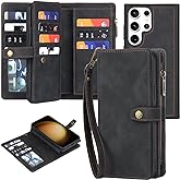 TwoHead for Samsung Galaxy S23 Ultra Wallet Case with Card Holder & Detachable Magnetic Phone Case for S23 Ultra 6.8 in PU Leather Shockproof Protective Phone Case (Dream Black)
