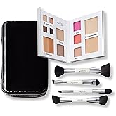 Woosh Beauty, Jetsetter Bundle in #2.5 Medium Tan, Fold out Face Original, Essential Brush Set, Travel Case in Black