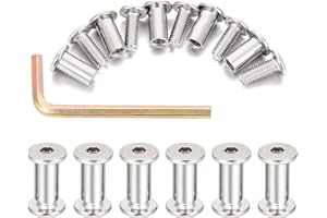 PGMJ 40 Sets M6 Binding Post Screws Rivet Socket Cap Connecting - Silver Hex Screws and Nuts Metal Bolts Cap Nuts Assortment Kit for Baby Bed Furniture, Scrapbook Photo Albums Binding (M6x15mm-D)