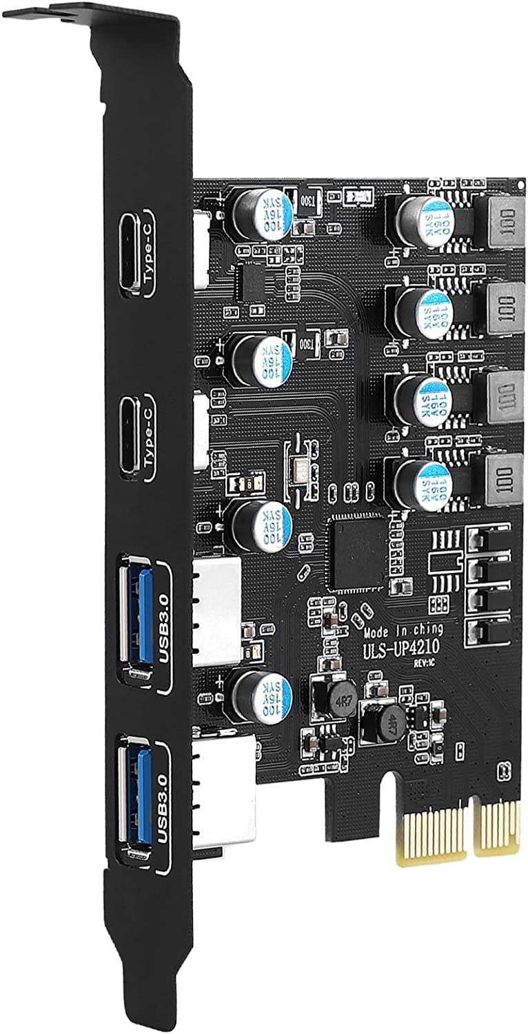 PCIE to USB 3.0 Expansion Card 4 Ports (2 x Type C, 2 x Type A), PCI Express USB C Port Cards for Desktop PC Support Windows