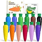JUPITEARTH Carrot Crayons for Kids 12 Colors, Non Toxic Beeswax Crayons for Toddlers 1-3 with 30-Page Coloring Book &amp; Stickers &amp; 120 PDF Pages, Mess-Free Coloring for Kids Art Supplies Gift