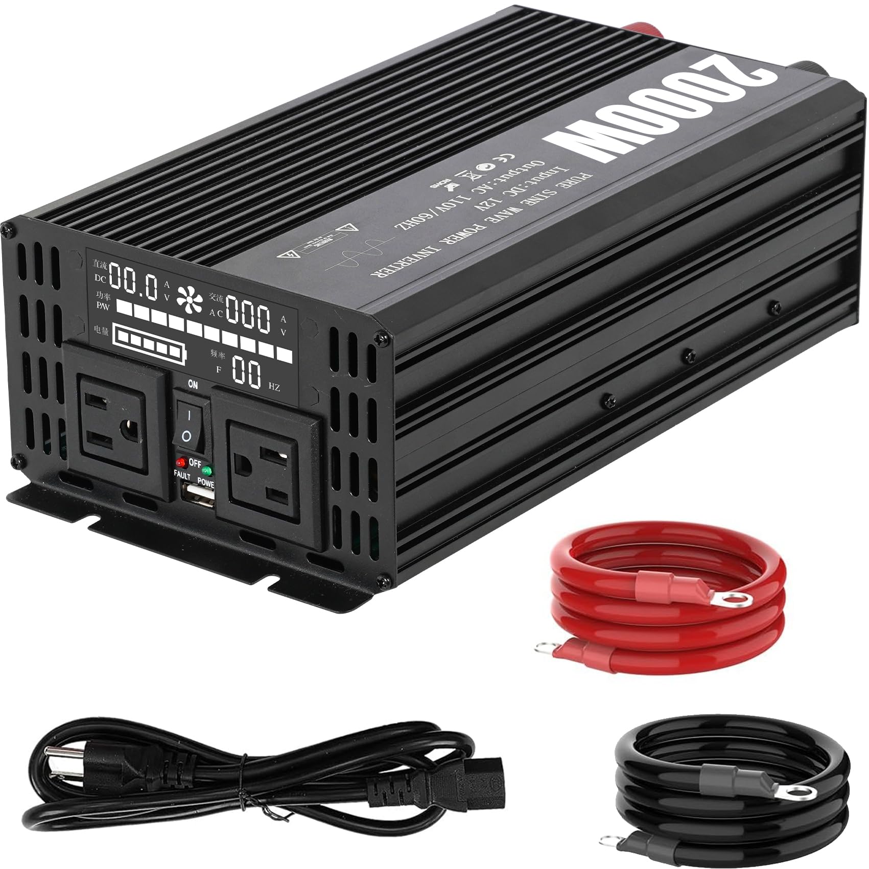 Photo 1 of ** Missing Parts ** 2000W Sump Pump Battery Backup Inverter, Primary Sump Pump Battery Backup System for Emergency and Power Outage, Pure Sine Wave Power Inverter, LCD Display