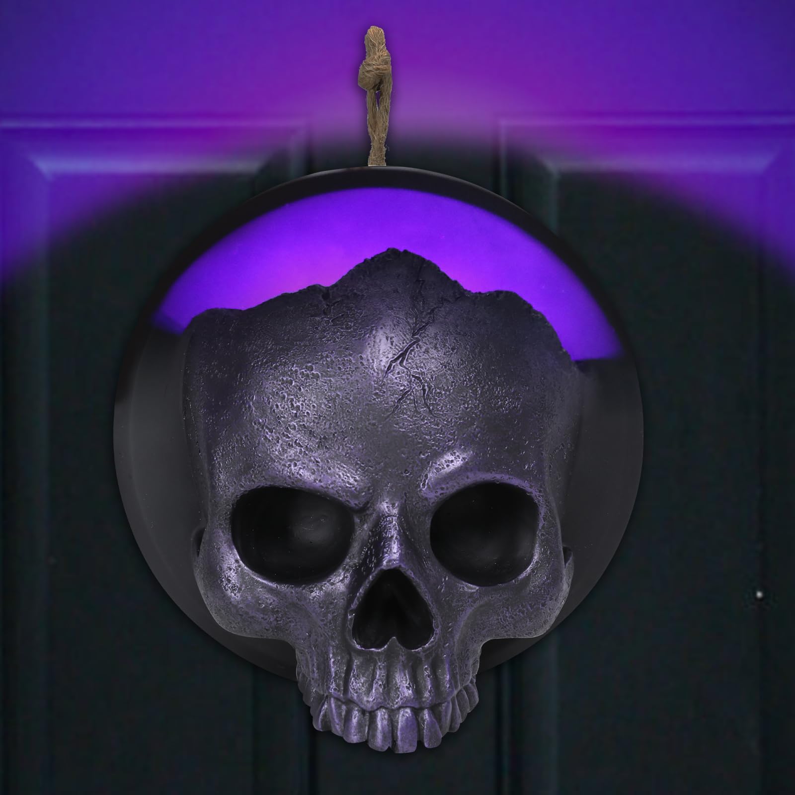 Photo 1 of WONDER GARDEN 7.68 inch Halloween Skull Hanging Wall Decorations Light up Resin Purple Gothic Skeleton Halloween Creepy Sculptures for Indoor Outdoor Office Horror Home Wall Decor