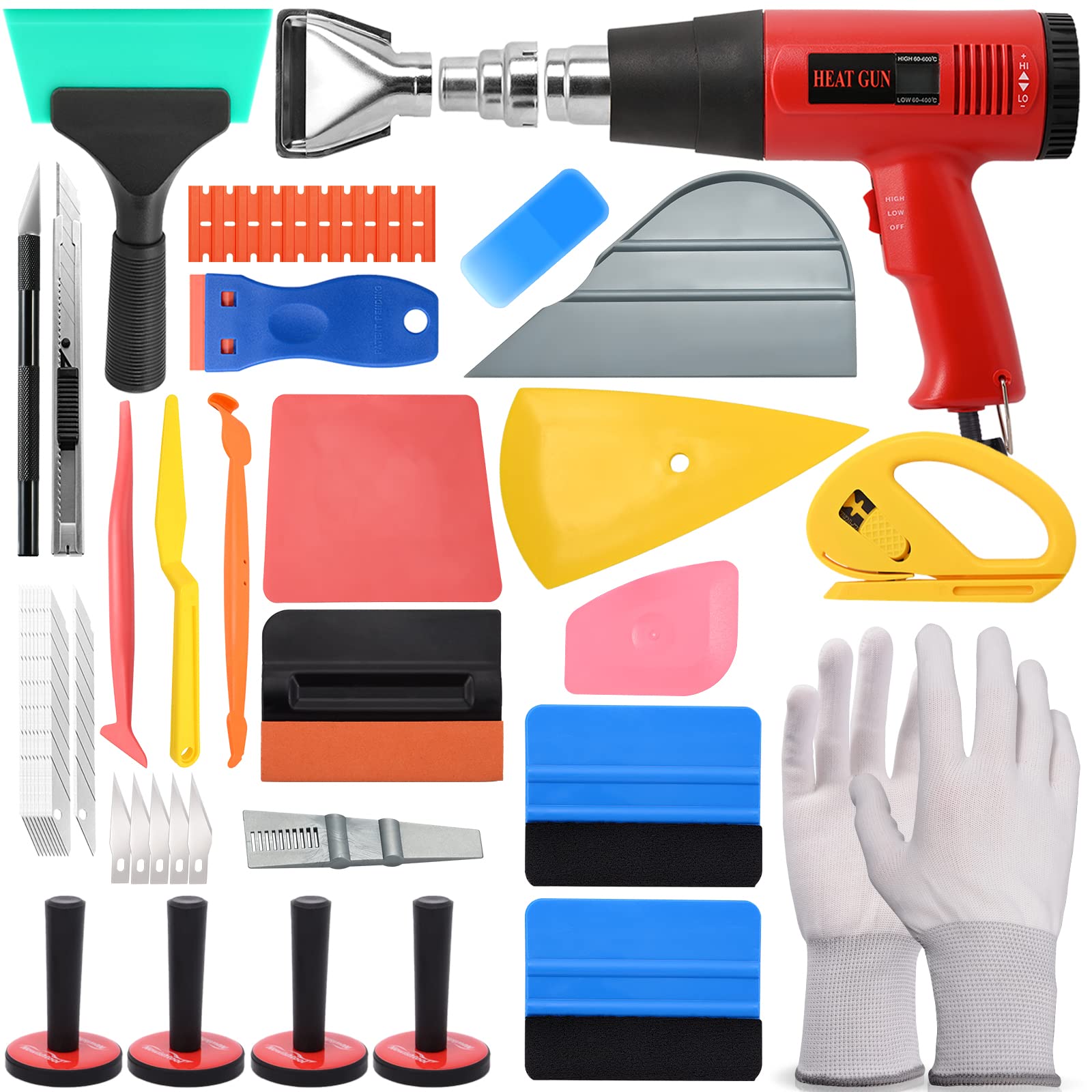 Photo 1 of NEWISHTOOL Vinyl Wrap Tool Kit with Heat Gun, Car Wrap Kit, Felt Squeegee, Tucking Squeegee, Gloves, Magnets Holder, Window Tint Tools for Car Film Installation