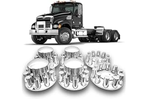 YUANJUFITT Semi Truck Lug Nut Covers 6 Pack of 33mm Lug Nut Covers Cylinder Axle Cover Set Chrome Rear Axle Wheel Cover Set Removable Hub Caps Screw-on Lug Nut Covers (2 Front + 4 Rear)