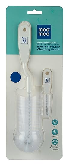 Mee Mee Easy Grip Bottle and Nipple Cleaning Brush (White)