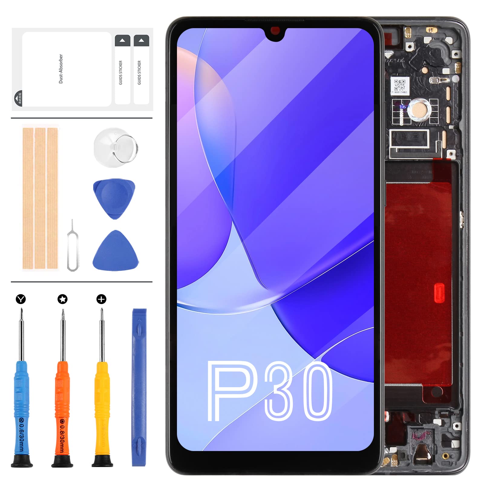 LADYSON for Huawei P30 Screen Replacement, TFT 6.1" Fit for Huawei P30 ELE-L29 ELE-L09 ELE-AL00 LCD Display Touch Screen Digitizer Assembly with Repair Tools,No Fingerprint Sensor