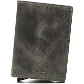 SECRID - Slim Wallet Genuine Vintage Leather RFID Safe Card Case for max 12 Cards (Olive-Black)
