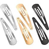 WILLBOND 30 Pieces 3.1 Inch Large Metal Snap Hair Clips Nonslip Barrettes Women Hair Accessories(Gold, Silver, Black)