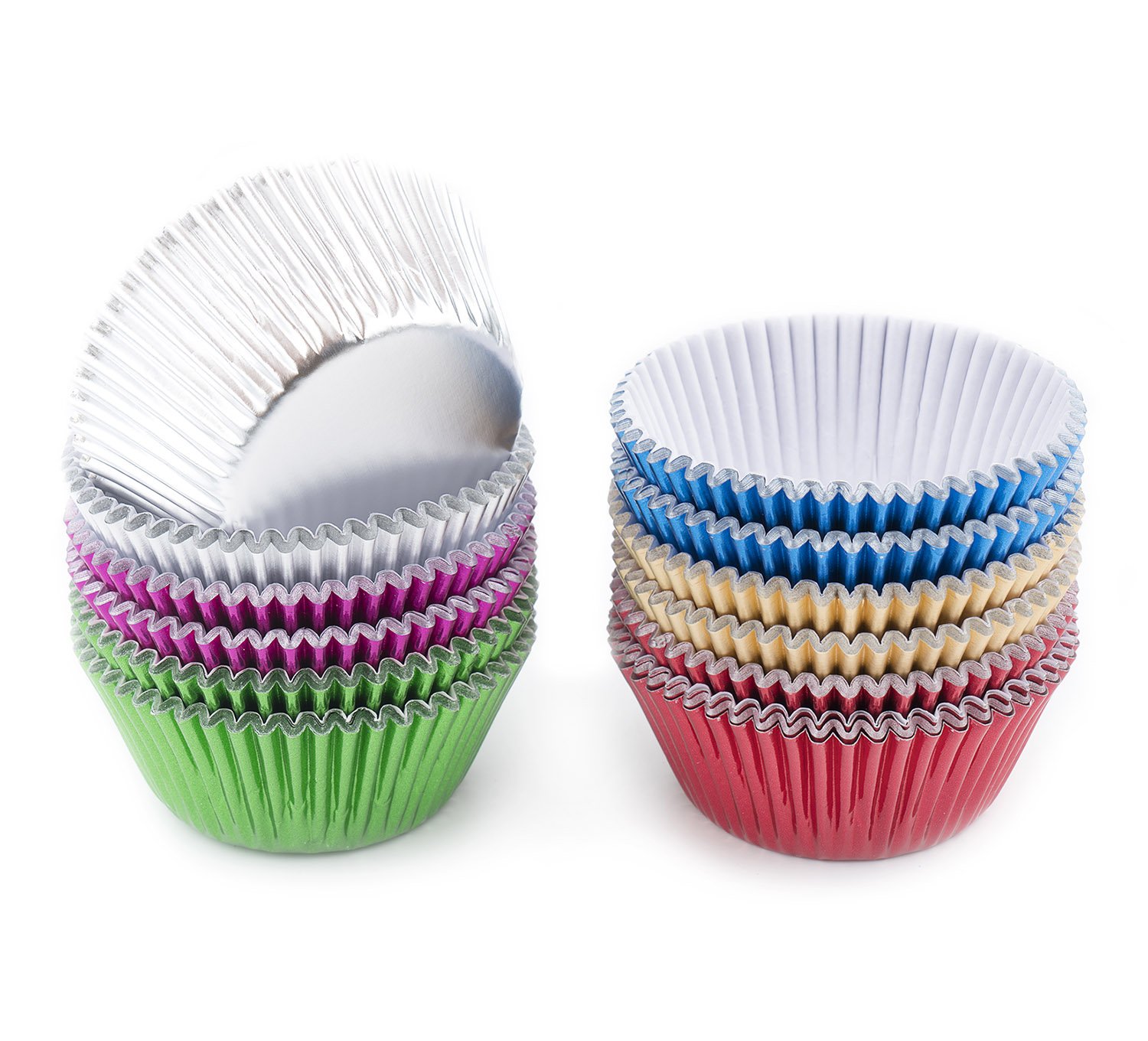 Bakuwe Rainbow Standard Foil Cupcake Liners Muffin Baking Cups Pack of