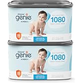 Diaper Genie Jumbo+ Square Refills 2-Pack with Continuous Film, 1080 Count | Unscented multi-layer refill film with odor-locking technology helps contain odors and holds up to 2,160 newborn diapers.