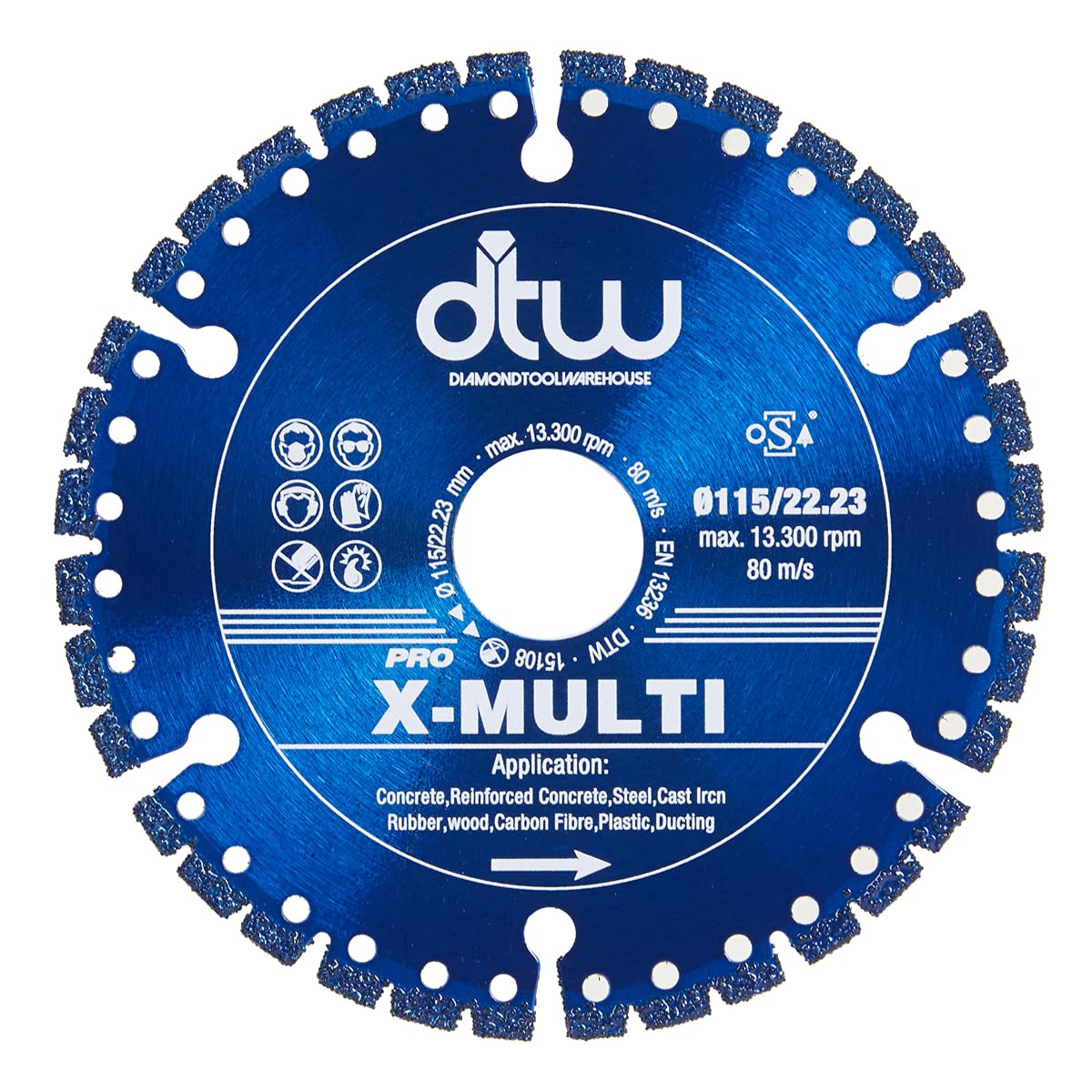 DTW Diamond Coated Multi Cutter Saw Blade Cuts Ferrous Metals Fibre Glass 115mm