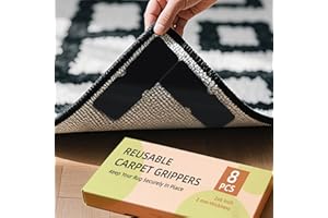 QUAFIPAAT Rug Carpet Non Slip Grippers 8PCS, Reusable Non-Slip Rug Pads，Double Sided Mat Corner Gripper Tape,Strong Adhesive Rug Stickers,Grippers for Area Carpet,No Damage Removable for Hardwood Floors