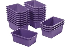 ECR4Kids Scoop Front Storage Bin, Multipurpose Organization, Purple, 20-Piece
