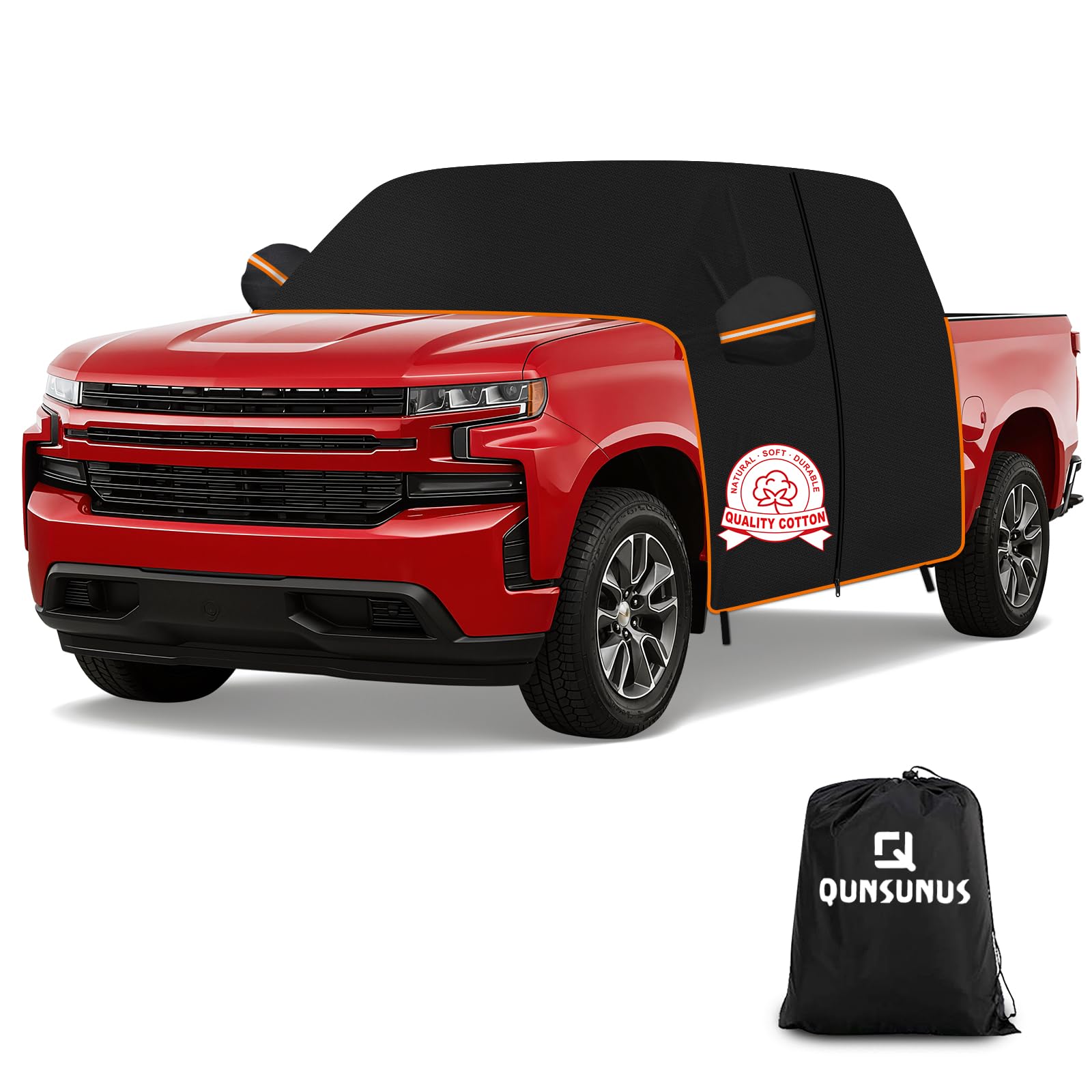 Photo 1 of QUNSUNUS Cab Cover for Chevy Silverado 1500 Regular/Extended/Crew Cab All Years,Waterproof Silverado Truck Cover with Cotton Liner, Half Truck Cab Cover with Adjustable Straps and Zipper