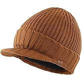 Home Prefer Men's Winter Hat Thick Knit Beanie Cap with Visor Newsboy Beanie Hat