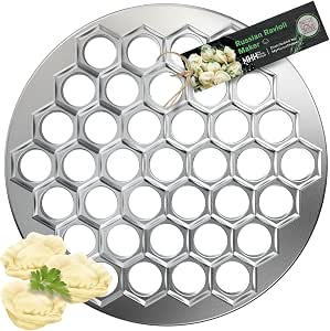 Luxshiny Russian Pelmeni Maker - 14-Hole Metal Dumpling Mold For Ravioli & Meat Dumplings