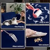 Teynewer Sofa Seat Cushion Covers Velvet Stretch Non Slip 2 Seater Blue view 6