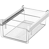 BIINONE Large Fridge Drawer Organizer 14in-20in Upgradation Refrigerator Undershelf Drawer, Extra-Deep Storage Deli Meat, Cheese, Eggs, Fruit, Vegetable