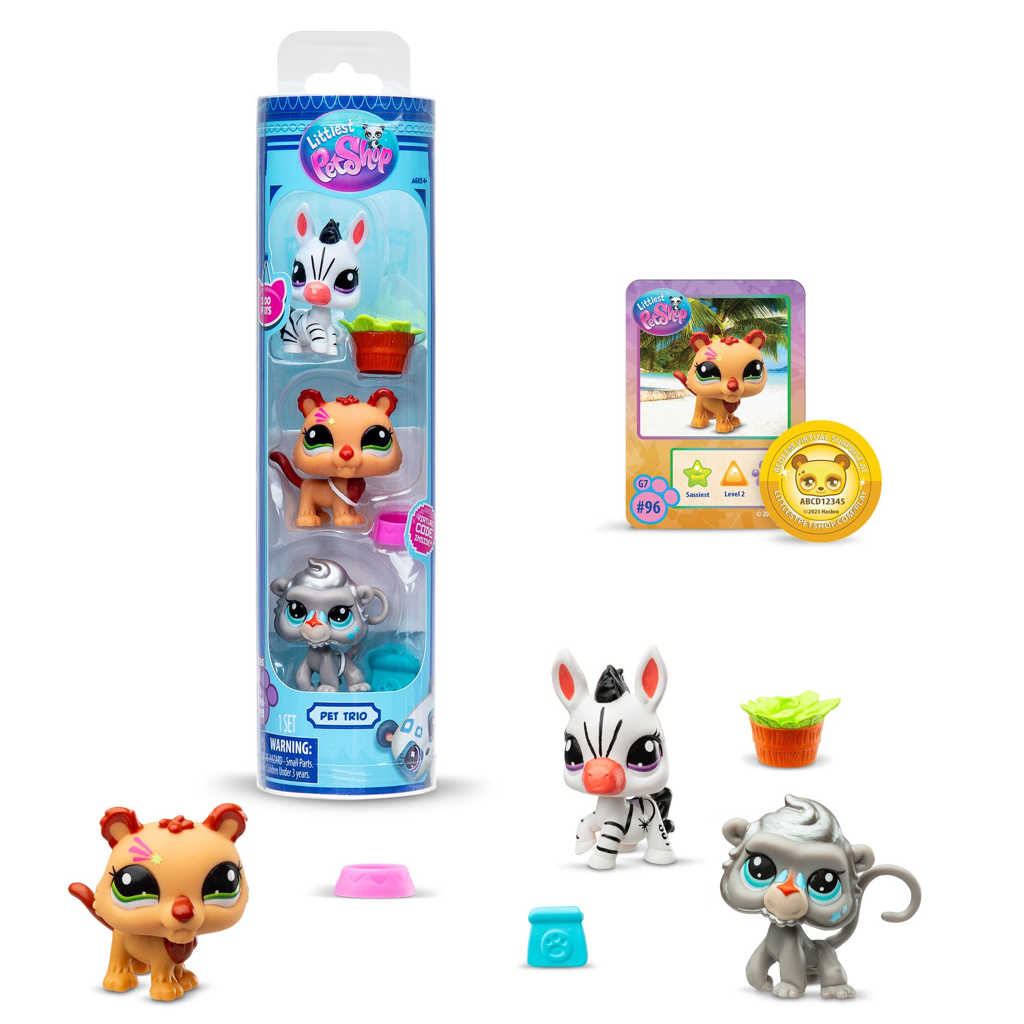 Littlest Pet Shop Series 2 Pet Trio Tube Zoo Pets | Each Pet Trio Tube Contains 3 LPS Mini Pet Toys 1 Accessory 1 Collector Card And 1 Virtual Code | Collectable Toys For Girls And Boys — image 1