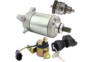 STABSOLI Starter Motor & Drive & Relay & Ignition Switch 6 PIN 4 Position for Polaris Sportsman 500 09-12 Scrambler 500 INTL 11-12 Trail Boss Trail Blazer 330 INTL 10-13 Ranger 400 500 10-14, 3084981