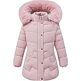 NAUYSWI Girls' Winter Down Alternative Coat,Kids Warm Hooded Puffer Jacket for Snow Play & Casual Outdoor