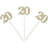 Glitter 20th Birthday Centerpiece Sticks Gold Number 20 Party Table Toppers for Adult Birthday Party Anniversary Celebrating Decors - Pack of 10