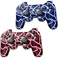 Burcica PS3 Controller 2 Pack Wireless Motion Sense Dual Vibration Upgraded Gaming Controller for Sony Play Station 3 with Charging Cord (BlueFlash and RedFlash)