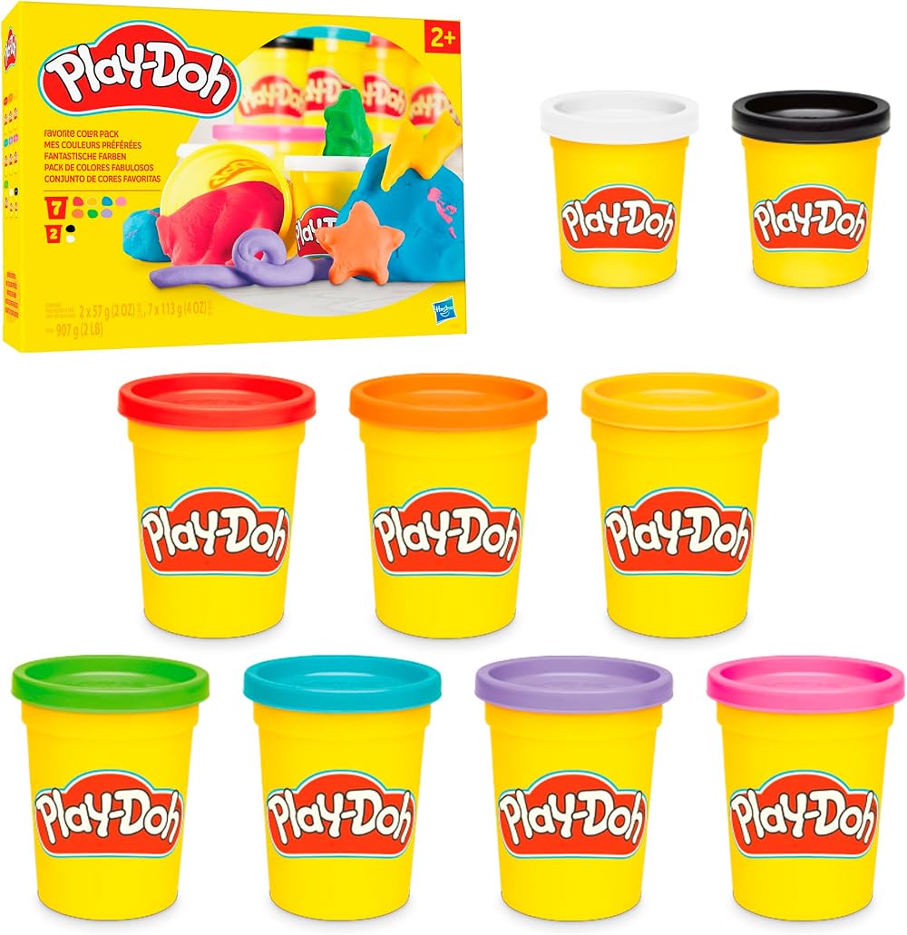 Play-Doh 9-Pack Colour Variety Set Assorted Colors 2 & 4 oz Cans Kids Arts