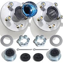 Boat Trailer Hubs 5-Lug Trailer Hub Kit - Fits 3500LB Axles, 1-1/16" To 1-3/8" Spindles, Pre-Lubed Bearings L44649 Bearing Kit