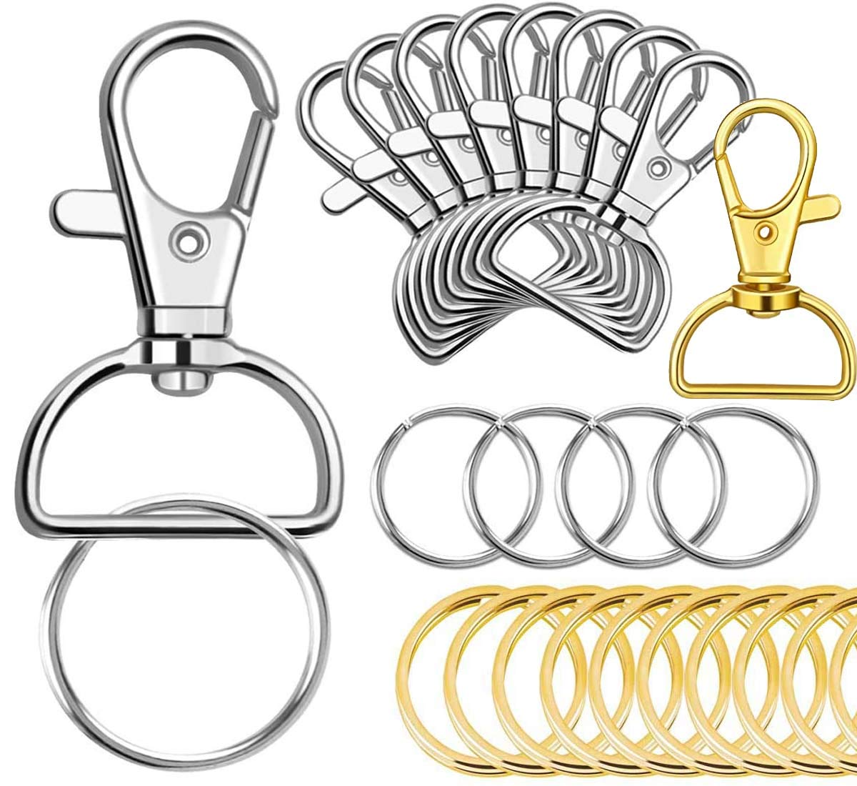 DIY Crafts Key Chain Hooks with Key Rings (Large Size) (Pack of 45 Pcs