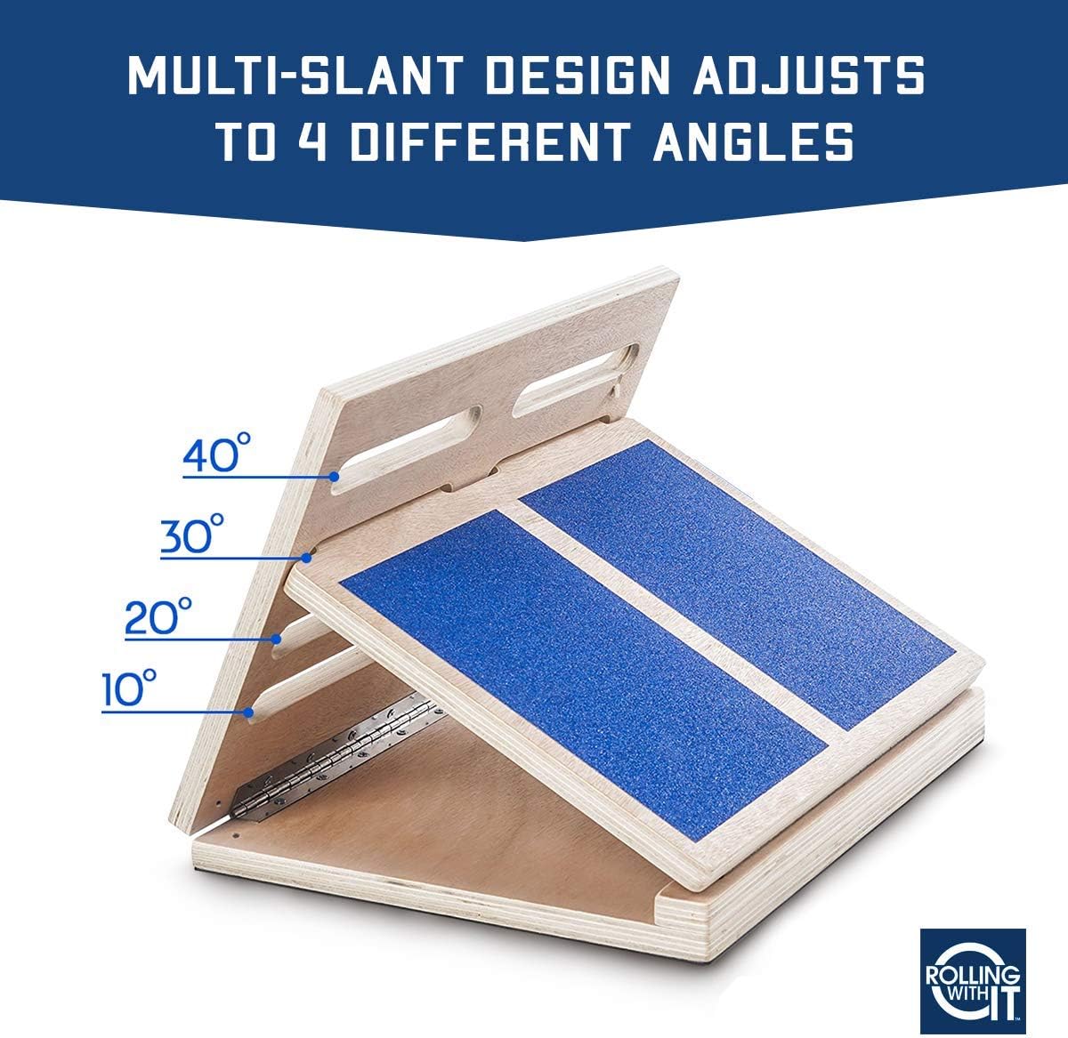 Professional Adjustable Wooden Incline Slant Board - Calf Stretcher - Increase Flexibility, Mobility, Pain Relief - Anti-Slip Design - Achilles, Plantar Fascia, Tight Calves - Standing Desk Accessory: Sports & Outdoors