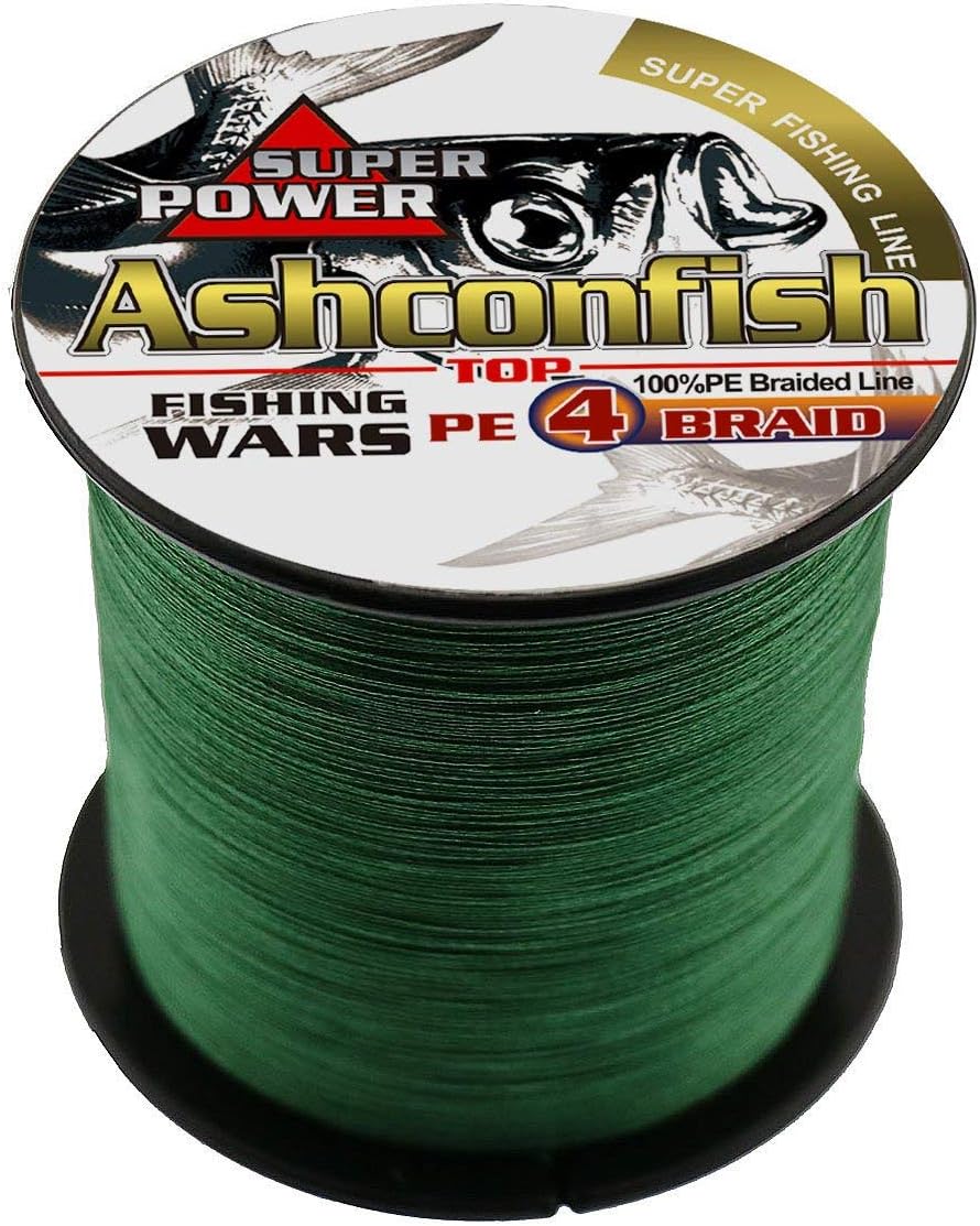 Ashconfish  Braided  Fishing  Line - 4 Strands Super Strong PE Fishing Wire- 6lb to 100lb Test-100M/300M/500M/1000M(109Yards/328Yards/547Yards/1093Yards)-Abrasion Resistant - Zero Stretch-Multiple Colors