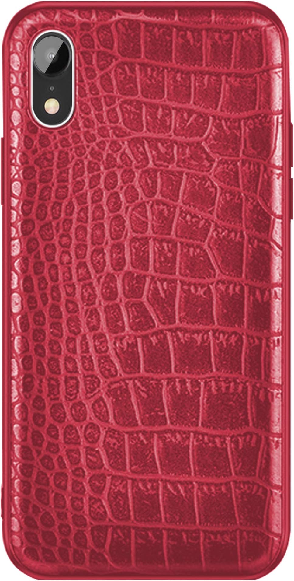 Qcasenice XRiPhone Cover i Phone Case Compatible with Apple iPhone XR Cases Luxury iPhoneXR IP iPh Soft PU Leather Crocodile Fundas Coque 6.1 Inch (Red)
