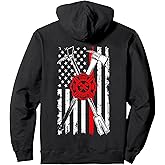 Patriotic Design Axe Halligan Thin Line Red Firefighter Pullover Hoodie