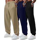 August Alley 3 Pack Big and Tall Sweatpants for Men Athletic Workout Jogger Lounge Pants with Pockets and Drawstring