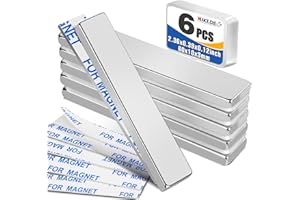 MIKEDE Magnets 6pcs Neodymium Magnet 2.36x0.39x0.12inch Strong Rare Earth with Adhesive Backing Heavy Duty Fridge Magnetic Strips Refrigerator Blocks Crafts Extra Super Sticky Bar 60x10x3mm (Silver)